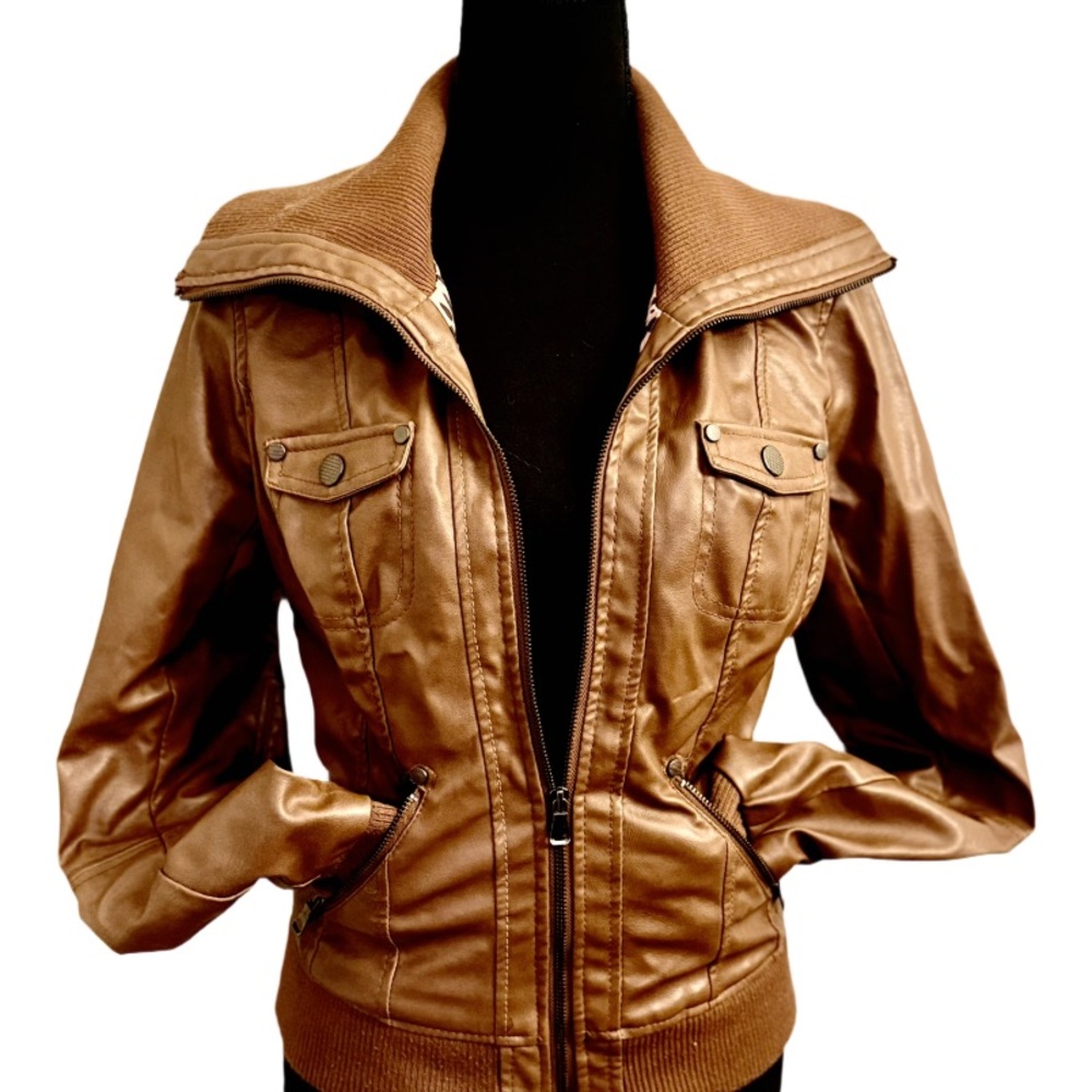 Ci Sono Women's Tan Leather Jacket